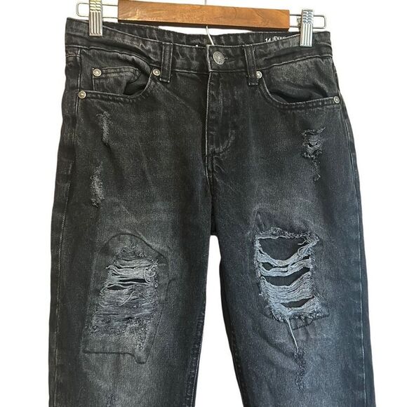 BUFFALO David Bitton Womens Size 14 Black Distressed Denim Jeans - Picture 4 of 6